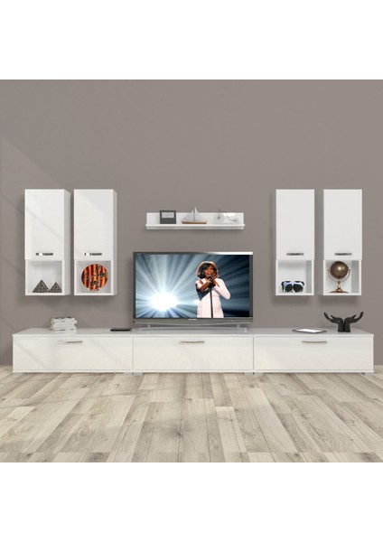 Eko 8da Slm Tv Ünitesi Tv Sehpası - Parlak Beyaz