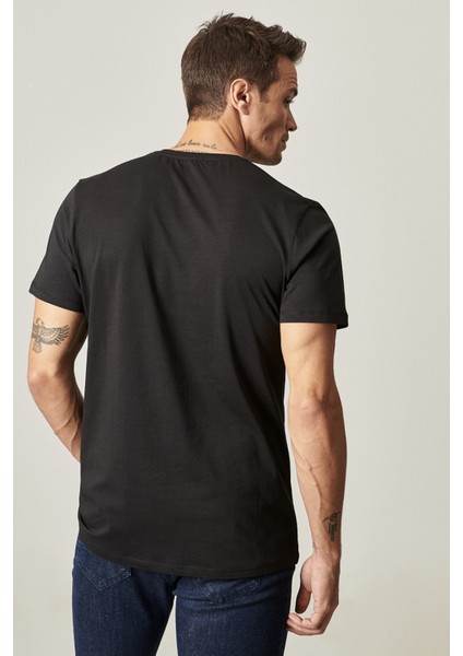 AC&Co / Altınyıldız Classics Erkek Sıyah-hakı-grı Melanj Slim Fit Dar Kesim Bisiklet Yaka 3'lü %100 Pamuk Tişört Paketi
