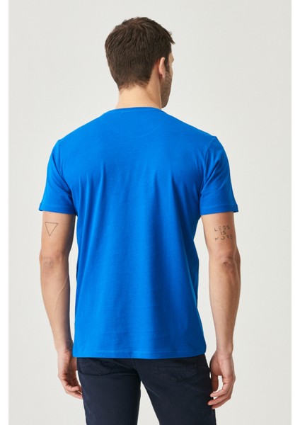 Erkek Sax-kırmızı Slim Fit Dar Kesim Bisiklet Yaka %100 Pamuk 2'li Düz Tişört Paketi modelleri