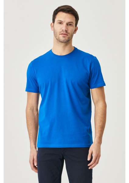 Erkek Sax-kırmızı Slim Fit Dar Kesim Bisiklet Yaka %100 Pamuk 2'li Düz Tişört Paketi indirimleri
