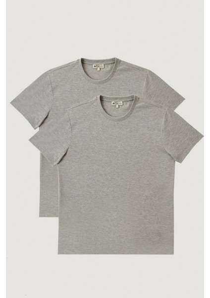 Slim Fit Bisiklet Yaka 2'li Düz Tişört Paketi