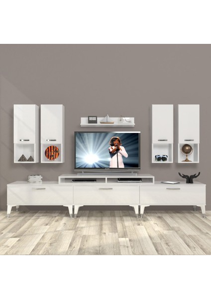Ekoflex 8da Slm Silver Tv Ünitesi Tv Sehpası - Parlak Beyaz