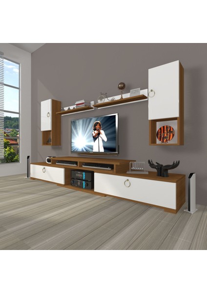 Flex 5DA130 Mdf Gold Tv Ünitesi Tv Sehpası - Ceviz - Beyaz