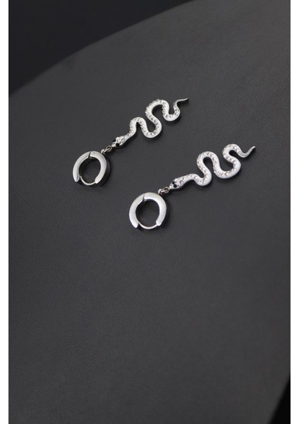 Yılan Figürlü Kadın Çelik Küpe – Gümüş Renk, Trend Tasarım modelleri