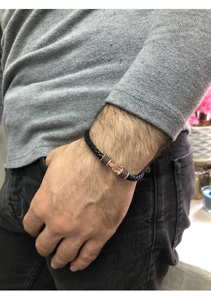 Gümüş Safir Taşlı Erkek Bileklik