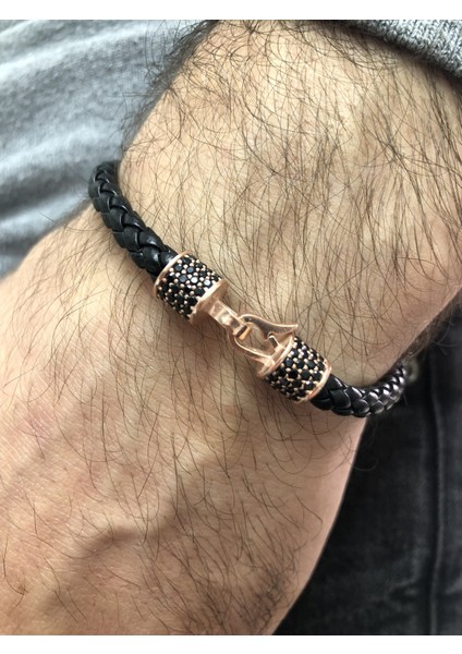 Gümüş Safir Taşlı Erkek Bileklik