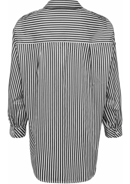 Cipo&Baxx WH122 Siyah Çizgili Oversize Bayan Gömlek