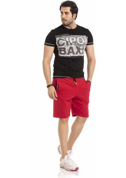 Cipo&Baxx CK271 Kırmızı Penye Şort