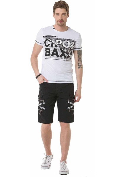 Cipo&Baxx CK253 Kargo Cepli Siyah Erkek Şort