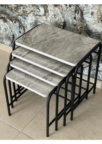 Metal Zigon Sehpa Orta Sehpa Yan Sehpa Metal 4'lü