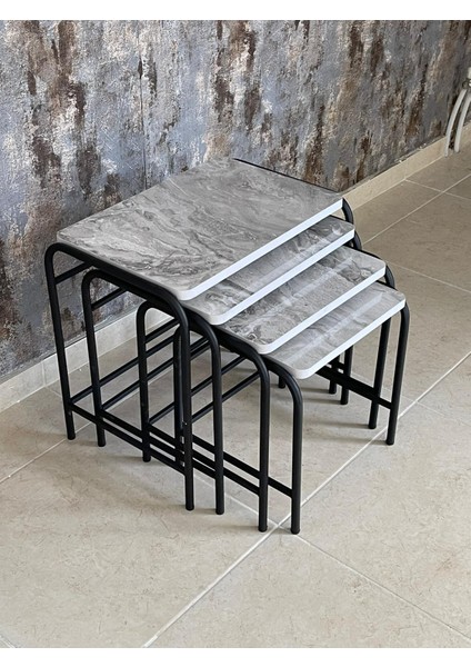 Metal Zigon Sehpa Orta Sehpa Yan Sehpa Metal 4'lü