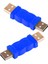USB 2.0 Erkek Erkek Çevirici Dönüştürücü Adaptör Mavi 2