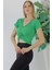 Ön Büzgülü Crop Bluz Yeşil 3