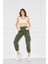 Kadın Jogger Paça Lastikli Kargo Cepli Gabardin Kadın Pantolon 3