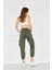 Kadın Jogger Paça Lastikli Kargo Cepli Gabardin Kadın Pantolon 4