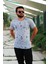 Erkek Gri Slim Fit Büyük Çapa Desenli Kısa Kollu Tişört 20ETSHBCAP 1
