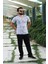 Erkek Gri Slim Fit Büyük Çapa Desenli Kısa Kollu Tişört 20ETSHBCAP 2