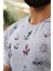 Erkek Gri Slim Fit Büyük Çapa Desenli Kısa Kollu Tişört 20ETSHBCAP 3