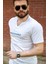 Beyaz Slim Fit Invisible Yazılı Kısa Kollu V Yaka Erkek Tişört 20ETSHNVSB 3