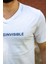 Beyaz Slim Fit Invisible Yazılı Kısa Kollu V Yaka Erkek Tişört 20ETSHNVSB 4