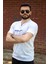 Beyaz Slim Fit Invisible Yazılı Kısa Kollu V Yaka Erkek Tişört 20ETSHNVSB 5