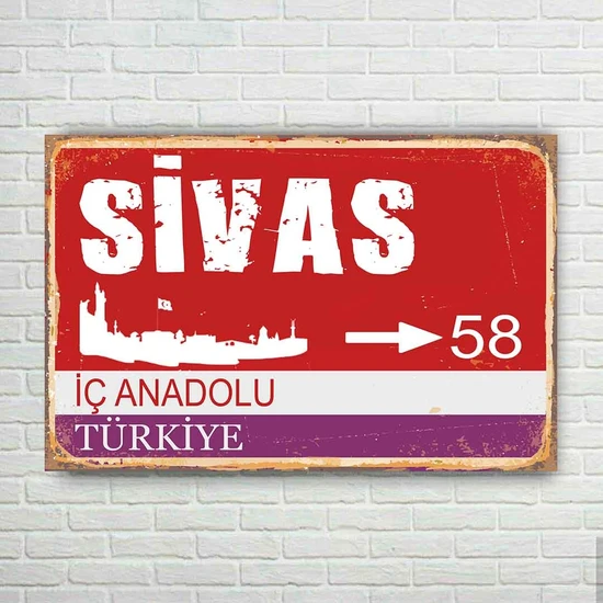 Trend Poster Sivas Plaka Retro Ahşap Poster