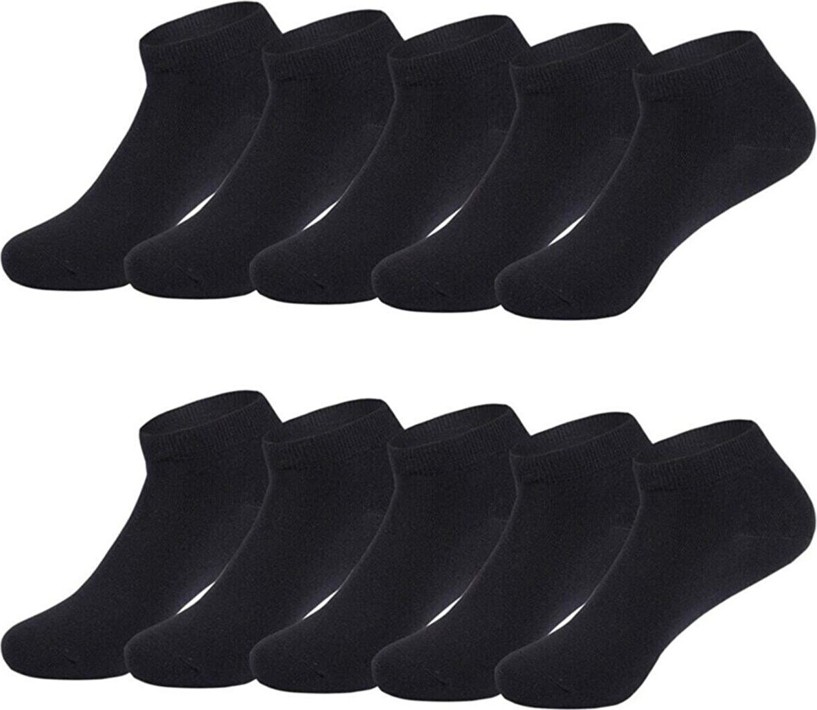 Sockshion Siyah Pamuklu Bilek Boy Patik Çorap 10'Lu Ekonomik Paket görsel 2