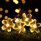 Çiçek Desenli Solar Aydınlatma-50 Ledli Güneş Enerjili 8 Fonksiyonlu Günışığı Sarı Bahçe LED
