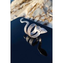 Trend Collection Sürünen Yılan Model Gümüş Kaplama Ayarlanabilir Yüzük