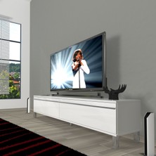 Decoraktiv Eko 140T Mdf Krom Ayaklı Tv Ünitesi Tv Sehpası - Parlak Beyaz