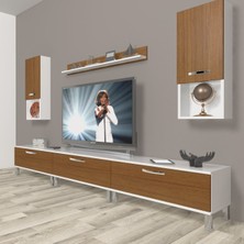 Decoraktiv Eko 270DA Mdf Krom Ayaklı Tv Ünitesi Tv Sehpası - Beyaz - Ceviz