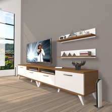 Decoraktiv Eko 200R Slm Retro Tv Ünitesi Tv Sehpası - Ceviz - Beyaz