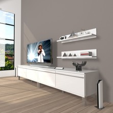 Decoraktiv Eko 220T Mdf Krom Ayaklı Tv Ünitesi Tv Sehpası - Parlak Beyaz