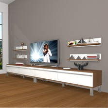 Decoraktiv Eko 360R Mdf Krom Ayaklı Tv Ünitesi Tv Sehpası - Ceviz - Beyaz