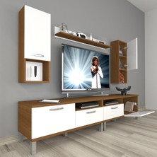 Decoraktiv Eko 5200DA Slm Krom Ayaklı Tv Ünitesi Tv Sehpası - Ceviz - Beyaz
