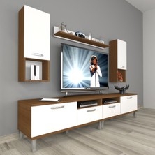 Decoraktiv Eko 5220DA Mdf Krom Ayaklı Tv Ünitesi Tv Sehpası - Ceviz - Beyaz