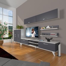 Decoraktiv Eko 6y Mdf DVD Retro Tv Ünitesi Tv Sehpası - Beyaz - Antrasit