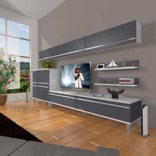 Decoraktiv Eko 8 Mdf Std Krom Ayaklı Tv Ünitesi Tv Sehpası - Beyaz - Antrasit