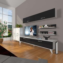 Decoraktiv Eko 6y Slm Std Retro Tv Ünitesi Tv Sehpası - Beyaz - Siyah