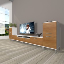 Decoraktiv Eko 9220 Mdf Krom Ayaklı Tv Ünitesi Tv Sehpası - Beyaz - Ceviz