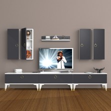 Decoraktiv Eko 8d Mdf Gold Tv Ünitesi Tv Sehpası - Beyaz - Antrasit