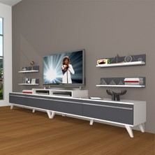 Decoraktiv Ekoflex 360R Mdf Retro Tv Ünitesi Tv Sehpası - Beyaz - Antrasit