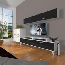 Decoraktiv Ekoflex 6y Slm Retro Tv Ünitesi Tv Sehpası - Beyaz - Siyah