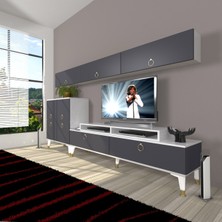 Decoraktiv Ekoflex 8 Mdf Gold Tv Ünitesi Tv Sehpası - Beyaz - Antrasit