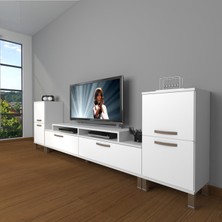 Decoraktiv Ekoflex On2 Slm Krom Ayaklı Tv Ünitesi Tv Sehpası - Parlak Beyaz