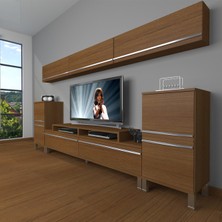 Decoraktiv Ekoflex 9 Mdf Krom Ayaklı Tv Ünitesi Tv Sehpası - Naturel Ceviz