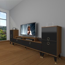 Decoraktiv Ekoflex On2 Mdf Silver Tv Ünitesi Tv Sehpası - Ceviz - Siyah
