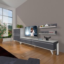 Decoraktiv Eko On Mdf Std Retro Tv Ünitesi Tv Sehpası - Beyaz - Antrasit