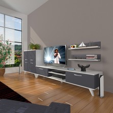 Decoraktiv Eko On Mdf DVD Retro Tv Ünitesi Tv Sehpası - Beyaz - Antrasit