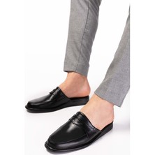 Gondol Erkek Hakiki Deri Damat Ev Terliği KAYAŞ.9011 - Siyah - 46